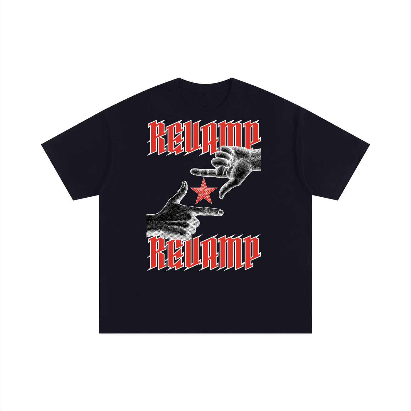 REVAMP Red Focus Oversized Cotton T-Shirt
